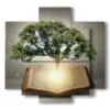 quadri di alberi astratti in un libro di favole - version: 5 pannelli 89x85cm