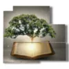tableaux d arbres abstraits dans un livre de contes - version: 5 pannelli 102x93cm