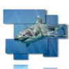 paintings shark in the deep blue - version: 6 pannelli 127x102cm