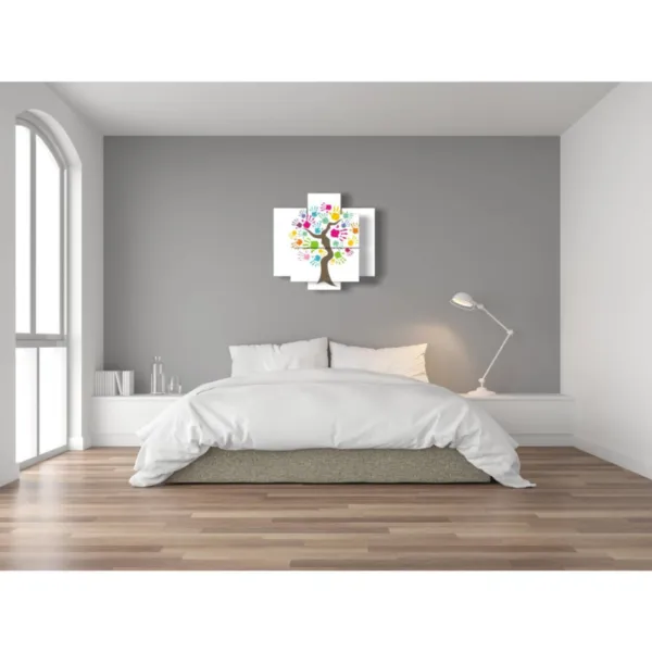 modern furniture with tree paintings