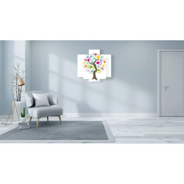 peintures abstraites de mains et d''arbres