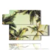 paintings with trees in relief with coconut palms in the luminous sky - version: 5 pannelli 128x85cm