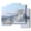 bild mit einem gemaelde eines weissen pferdes im schnee - version: 5 pannelli 89x77cm