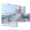 bild mit einem gemaelde eines weissen pferdes im schnee - version: 5 pannelli 104x90cm