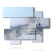 painting with a painting of a white horse in the snow - version: 6 pannelli 127x102cm