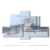 painting with a painting of a white horse in the snow - version: 6 pannelli 135x85cm
