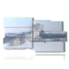 painting with a painting of a white horse in the snow - version: 10 pannelli 183x100cm