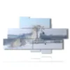 painting with a painting of a white horse in the snow - version: 8 pannelli 184x107cm