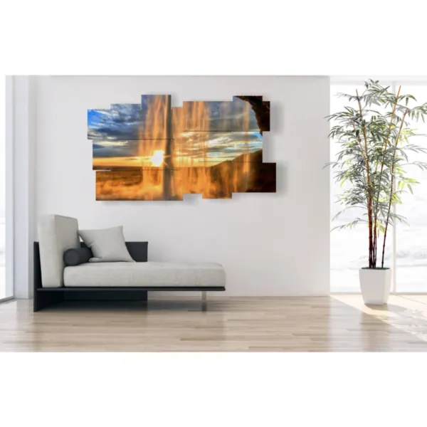 furniture with waterfall painting