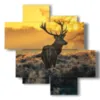 mountain animal paintings in the magic of sunset - version: 4 pannelli 97x97cm