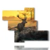 quadri animali montagna nella magia del tramonto - version: 5 pannelli 135x104cm