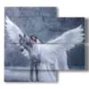 paintings with famous horses in the wings of a white angel - version: 4 pannelli 91x85cm