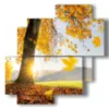 modern paintings with trees yellow leaves - version: 4 pannelli 77x78cm