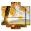 tableaux modernes avec des arbres aux feuilles jaunes - version: 5 pannelli 89x85cm