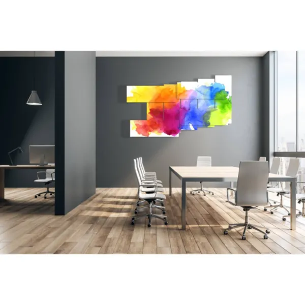 Modern blue and red paintings