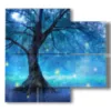 paintings with stylized trees in blue lights - version: 4 pannelli 91x85cm