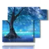 paintings with stylized trees in blue lights - version: 6 pannelli 122x96cm