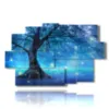 paintings with stylized trees in blue lights - version: 9 pannelli 171x108cm
