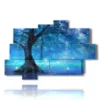 paintings with stylized trees in blue lights - version: 10 pannelli 173x114cm
