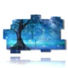 tableaux avec arbres stylises en lumieres bleues - version: 11 pannelli 182x115cm