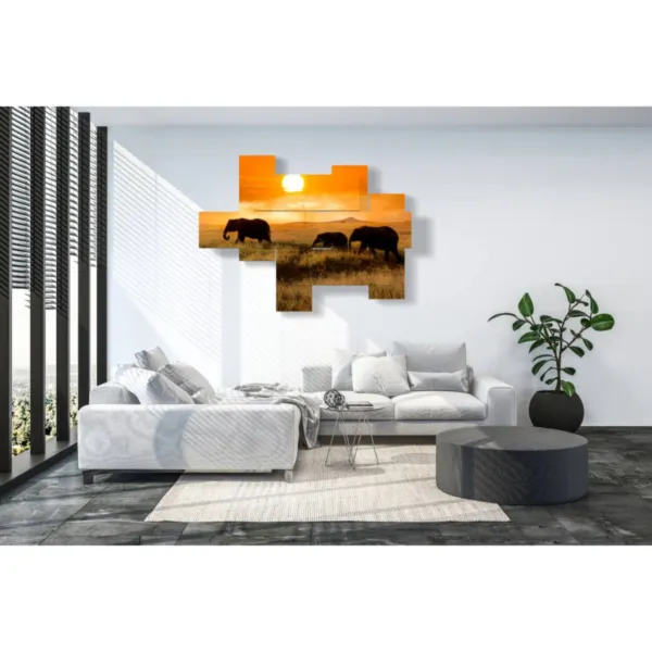 quadro elefanti al tramonto in stampe