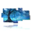 tableaux avec arbres stylises en lumieres bleues - version: 8 pannelli 184x100cm
