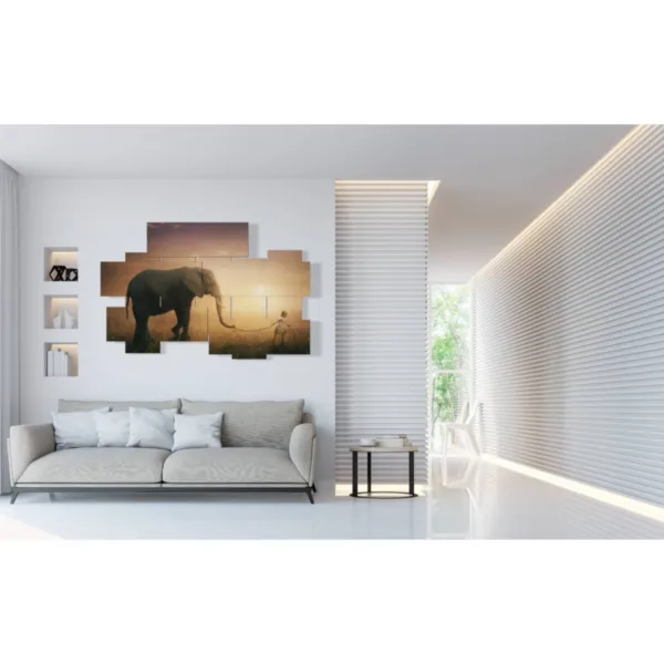 Paintings of an elephant and a child