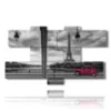 paintings paris with red vintage car - version: 7 pannelli 176x102cm