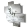 a painting of a white horse in water