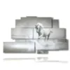 painting of white horse in water - version: 9 pannelli 173x103cm