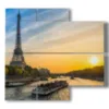 quadro con foto aerea parigi barcone verso il tramonto - version: 4 pannelli 91x85cm