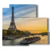 painting with aerial photo paris boat towards sunset - version: 5 pannelli 102x93cm