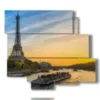 painting with aerial photo paris boat towards sunset - version: 6 pannelli 113x99cm