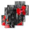 painting photo poppies white black red - version: 4 pannelli 77x78cm