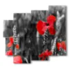 painting photo poppies white black red - version: 5 pannelli 106x98cm