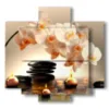 tableau d orchidees blanches entourees de bougies dans un effet de relaxation totale - version: 5 pannelli 89x85cm
