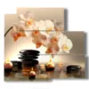 tableau d orchidees blanches entourees de bougies dans un effet de relaxation totale - version: 5 pannelli 102x93cm