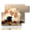 tableau d orchidees blanches entourees de bougies dans un effet de relaxation totale - version: 6 pannelli 122x96cm