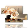 tableau d orchidees blanches entourees de bougies dans un effet de relaxation totale - version: 5 pannelli 128x85cm