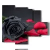 paintings of black roses and red petals - version: 5 pannelli 104x90cm