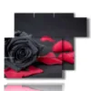 paintings of black roses and red petals - version: 6 pannelli 122x96cm