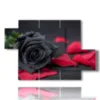 paintings of black roses and red petals - version: 5 pannelli 128x85cm