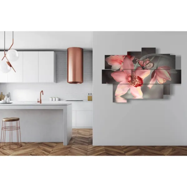 Cuadros, flores y mariposas, decoración.