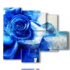 painting with shaded blue roses - version: 5 pannelli 104x90cm