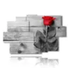 painting with red rose surrounded by gray - version: 9 pannelli 171x108cm