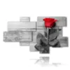 painting with red rose surrounded by gray - version: 9 pannelli 189x110cm