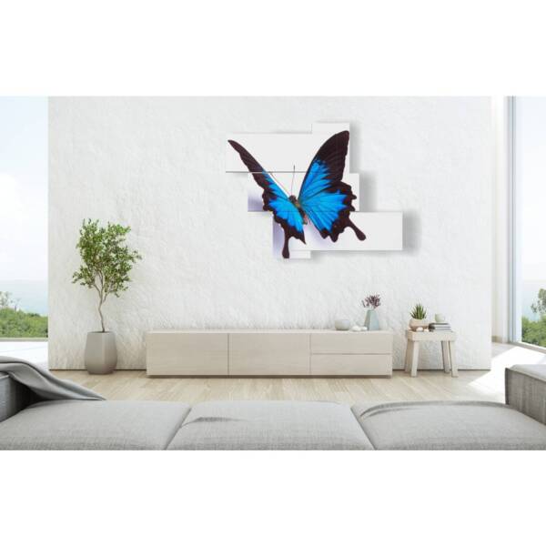 quadri farfalle in rilievo blu su sfondo bianco
