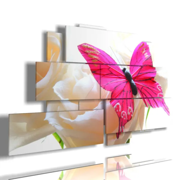 Gemälde mit wunderschönen Blumen und Schmetterlingen