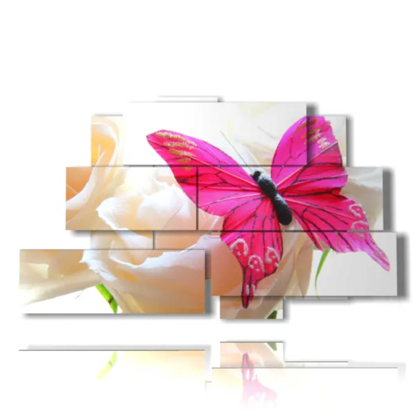cuadros con flores y mariposas