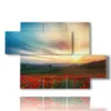 cuadros con fotos de amapolas al atardecer ricos en colores - version: 5 pannelli 128x85cm